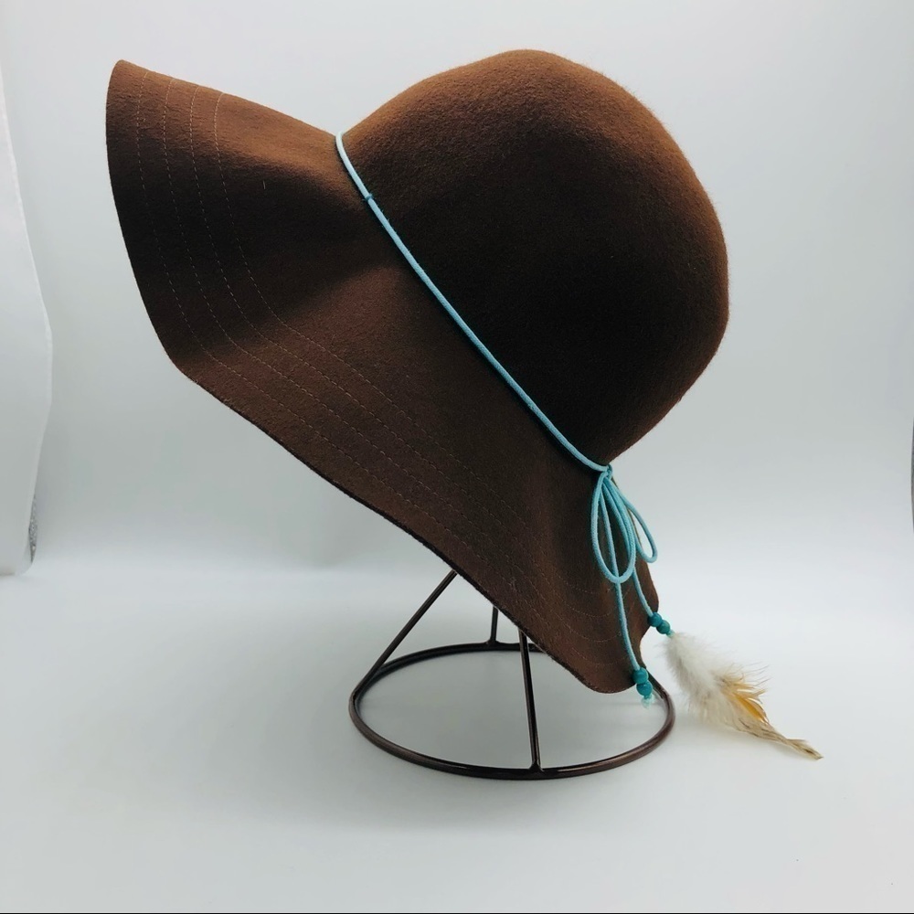 WOMENS CHOCOLATE BROWN WOOL FLOPPY HAT ONE SIZE FITS ALL